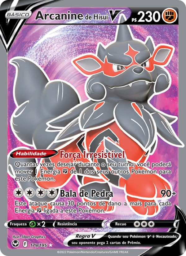 Arcanine de Hisui V 179 — Tempestade Prateada (Portuguese Pokémon TCG card)