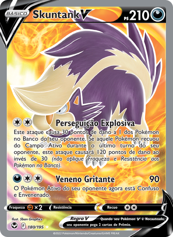 Skuntank V 180 — Silver Tempest (Portuguese Pokémon TCG card)