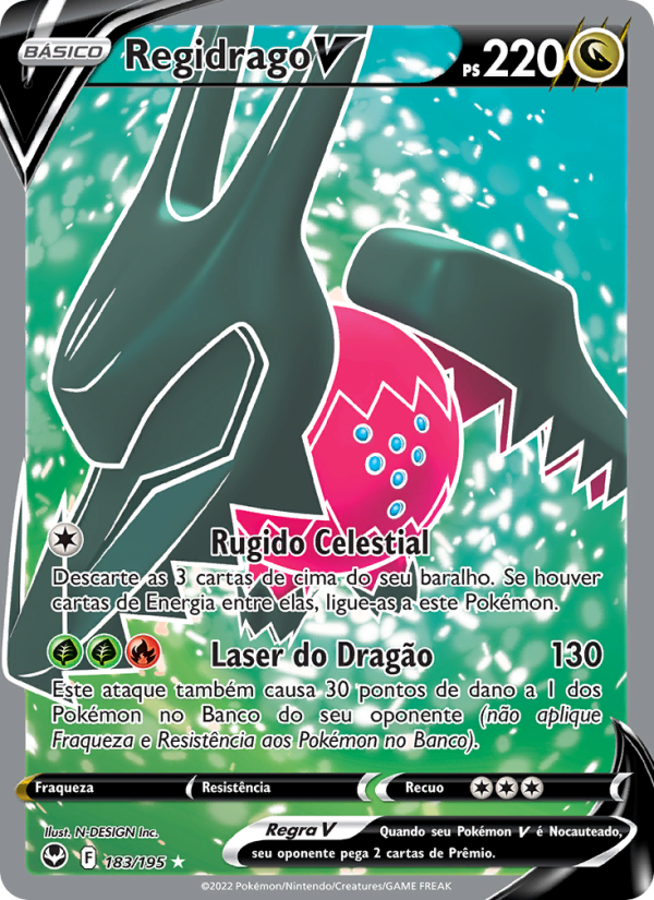 Regidrago V 183 — Silver Tempest (Portuguese Pokémon TCG card)