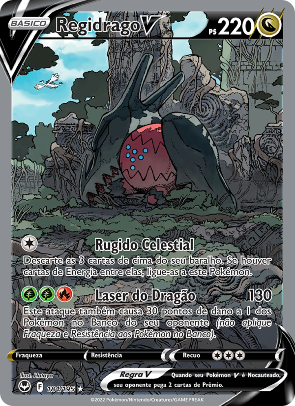 Regidrago V 184 — Tempestade Prateada (Portuguese Pokémon TCG card)