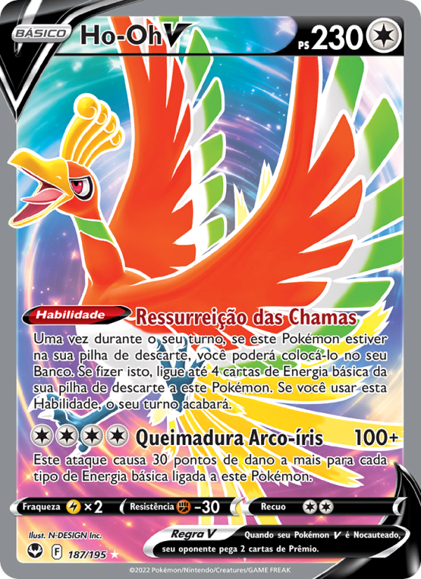 Ho-Oh V 187 — Silver Tempest (Portuguese Pokémon TCG card)