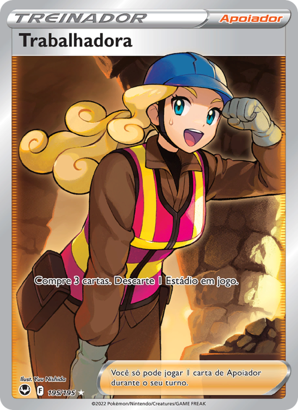 Trabalhadora 195 — Tempestade Prateada (Portuguese Pokémon TCG card)