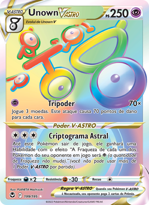 Unown V-ASTRO 199 — Tempestade Prateada (Portuguese Pokémon TCG card)