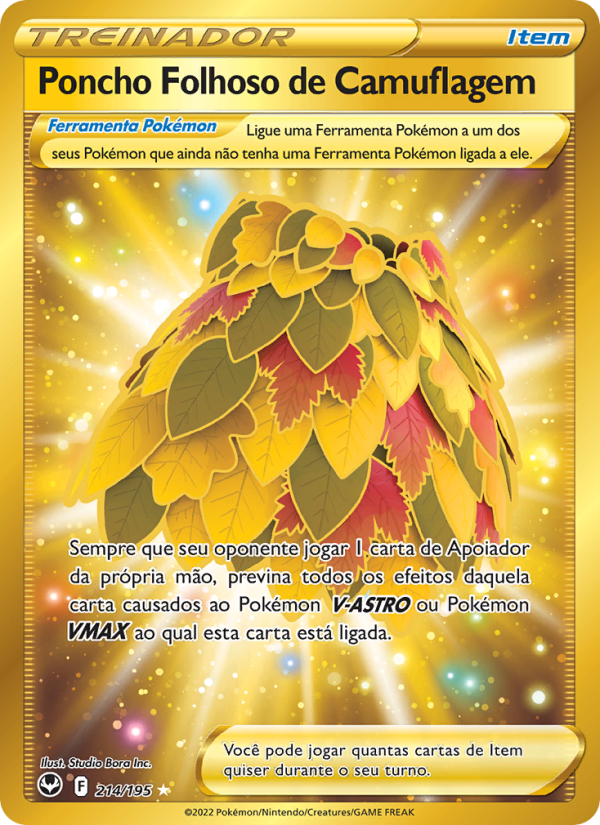 Poncho Folhoso de Camuflagem 214 — Tempestade Prateada (Portuguese Pokémon TCG card)