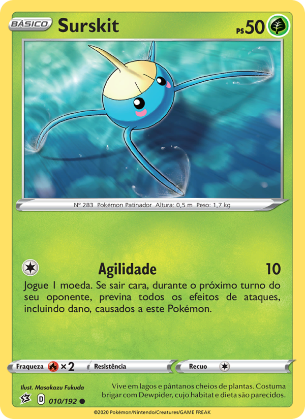 Surskit 10 — Rixa Rebelde (Portuguese Pokémon TCG card)