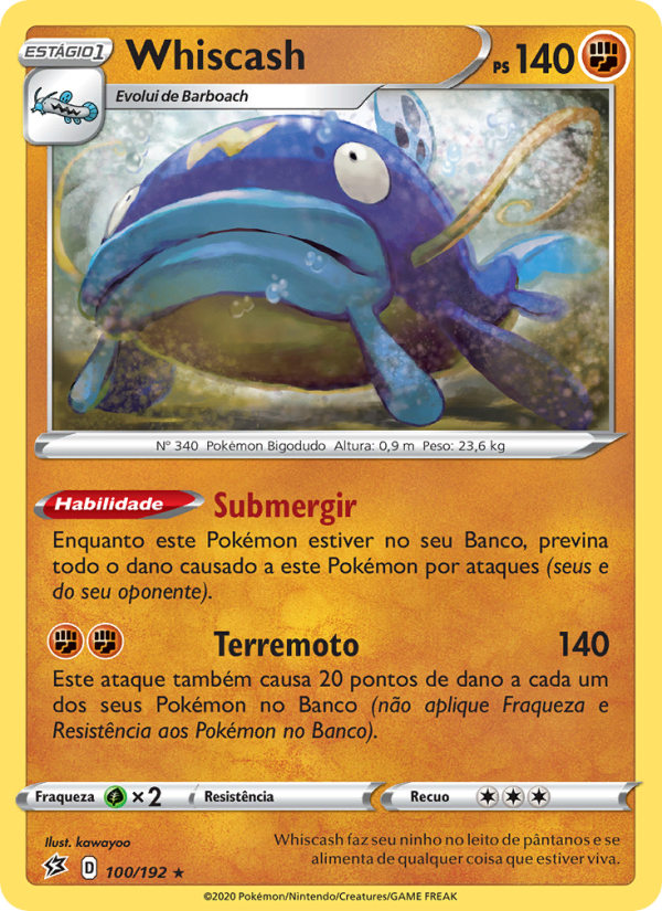 Whiscash 100 — Rixa Rebelde (Portuguese Pokémon TCG card)
