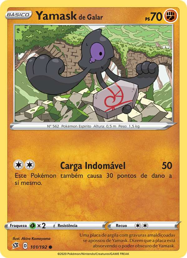 Yamask de Galar 101 — Rixa Rebelde (Portuguese Pokémon TCG card)
