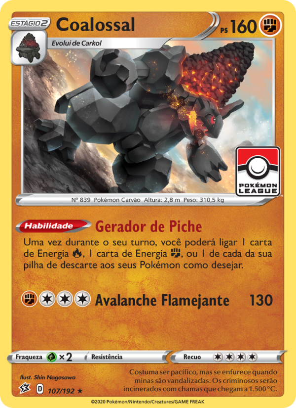 Coalossal 107 — Rixa Rebelde (Portuguese Pokémon TCG card)