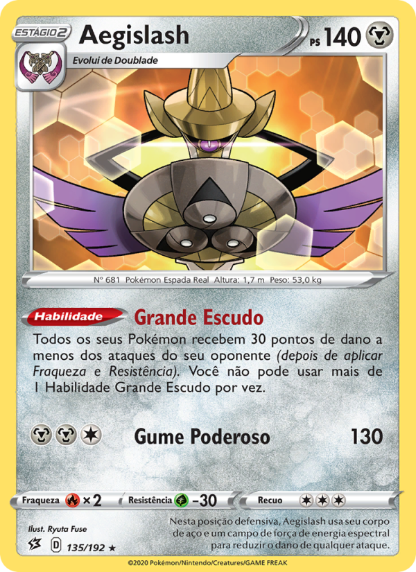 Aegislash 135 — Rixa Rebelde (Portuguese Pokémon TCG card)