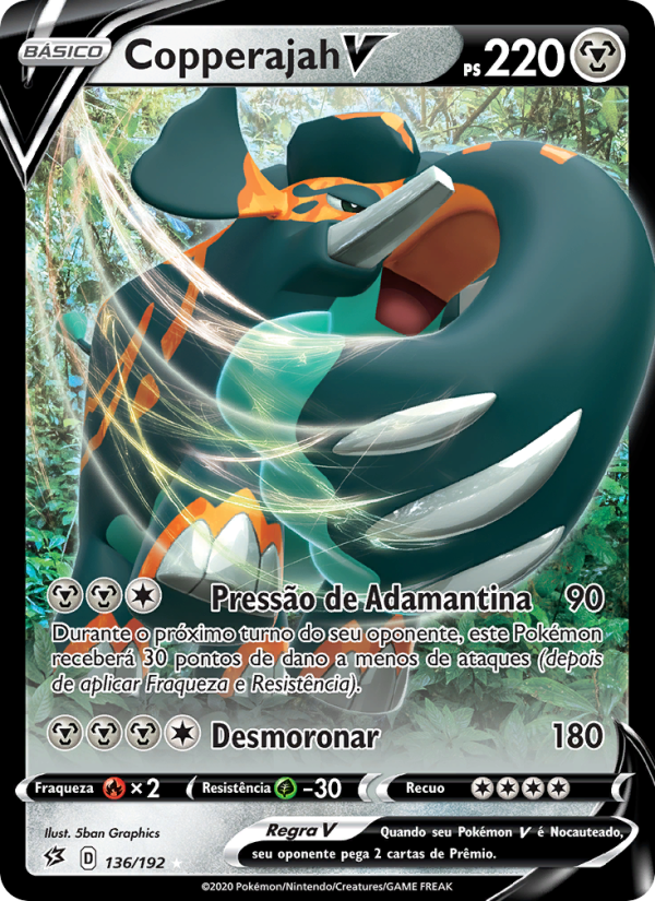 Copperajah V 136 — Rixa Rebelde (Portuguese Pokémon TCG card)