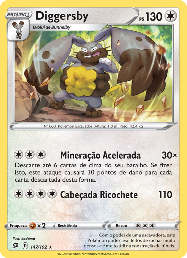 Diggersby 147 — Rixa Rebelde (Portuguese Pokémon TCG card)