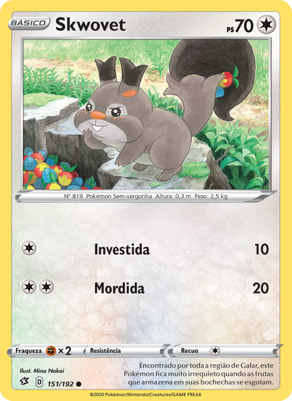 Skwovet 151 — Rebel Clash (Portuguese Pokémon TCG card)