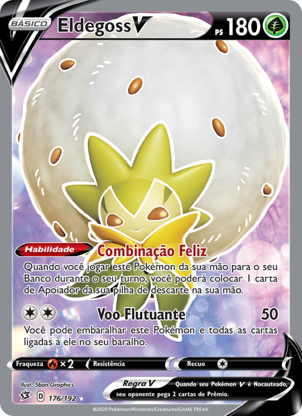 Eldegoss V 176 — Rixa Rebelde (Portuguese Pokémon TCG card)