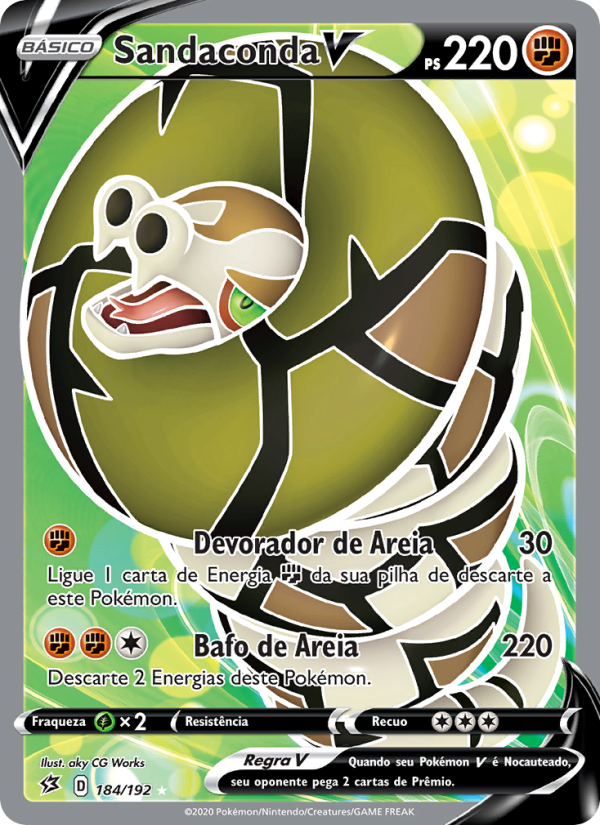 Sandaconda V 184 — Rixa Rebelde (Portuguese Pokémon TCG card)