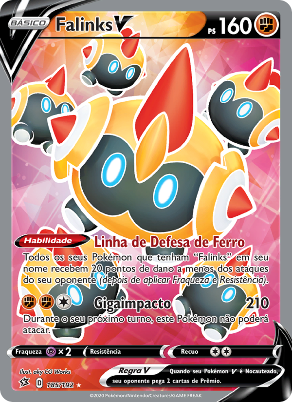 Falinks V 185 — Rixa Rebelde (Portuguese Pokémon TCG card)