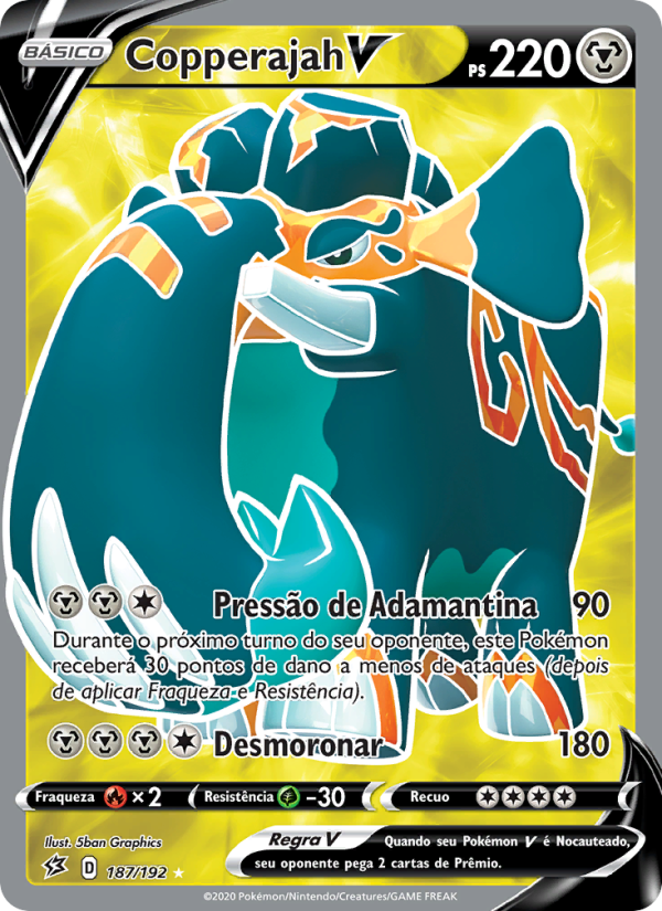 Copperajah V 187 — Rixa Rebelde (Portuguese Pokémon TCG card)