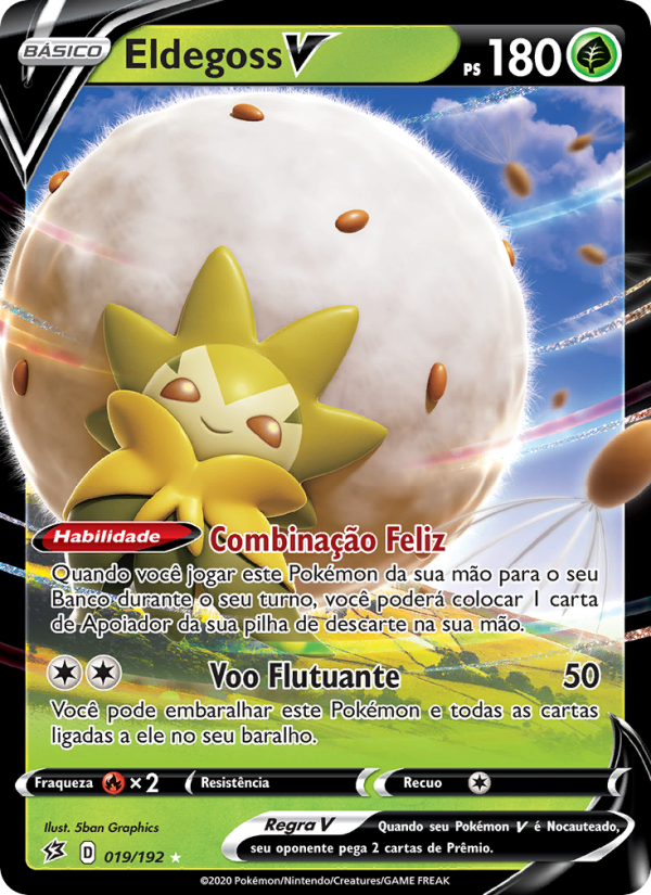 Eldegoss V 19 — Rixa Rebelde (Portuguese Pokémon TCG card)