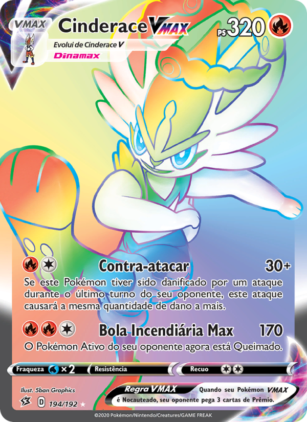 Cinderace VMAX 194 — Rixa Rebelde (Portuguese Pokémon TCG card)