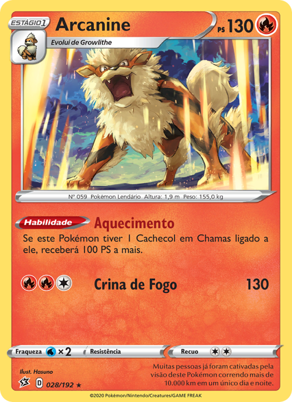 Arcanine 28 — Rixa Rebelde (Portuguese Pokémon TCG card)