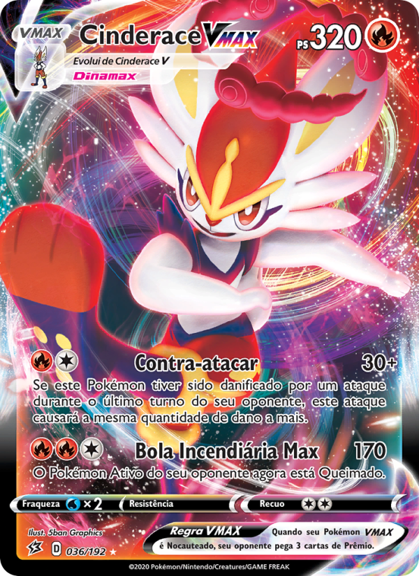 Cinderace VMAX 36 — Rixa Rebelde (Portuguese Pokémon TCG card)