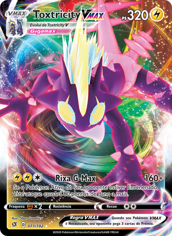 Toxtricity VMAX 71 — Rebel Clash (Portuguese Pokémon TCG card)