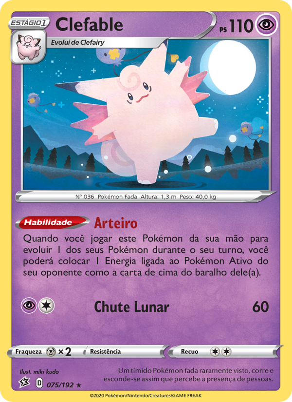 Clefable 75 — Rebel Clash (Portuguese Pokémon TCG card)