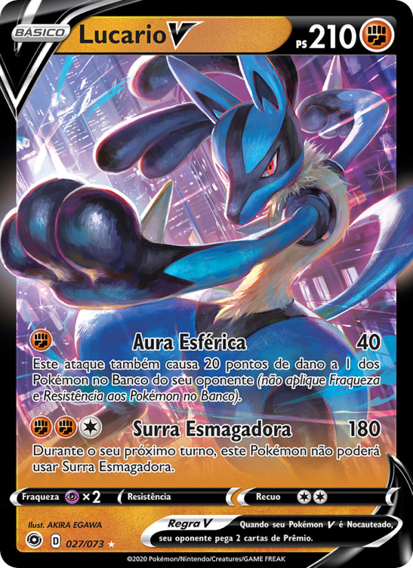 Lucario V 27 — Weg des Champs (Portuguese Pokémon TCG card)