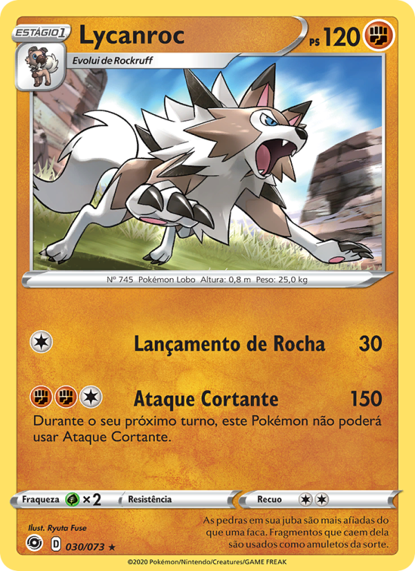 Lycanroc 30 — Caminho do Campeão (Portuguese Pokémon TCG card)