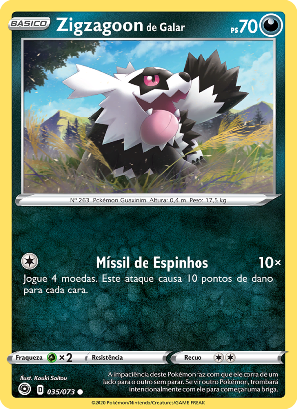 Zigzagoon de Galar 35 — Caminho do Campeão (Portuguese Pokémon TCG card)