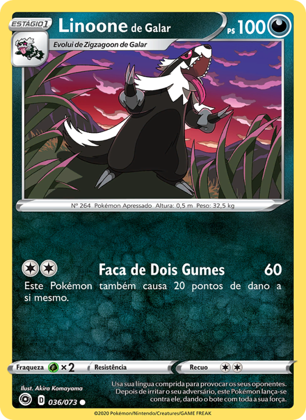 Linoone de Galar 36 — Caminho do Campeão (Portuguese Pokémon TCG card)