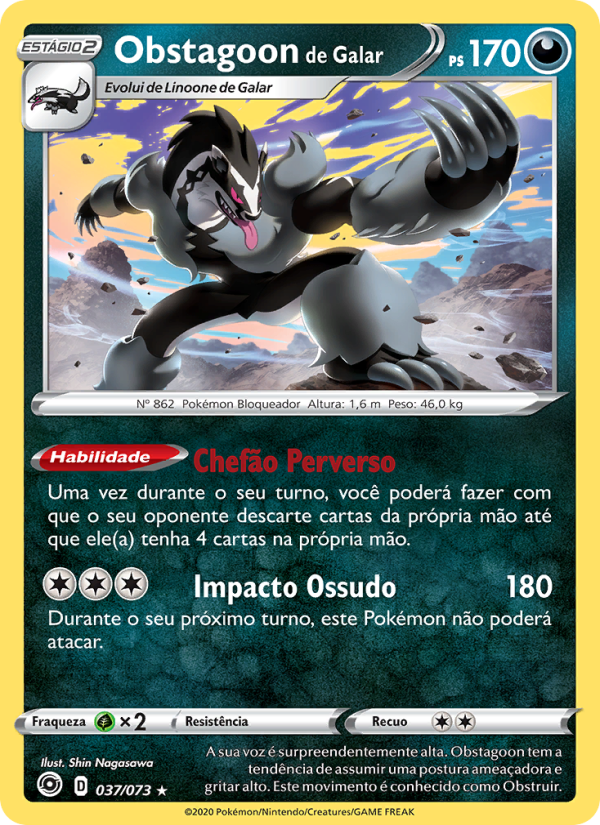 Obstagoon de Galar 37 — Caminho do Campeão (Portuguese Pokémon TCG card)