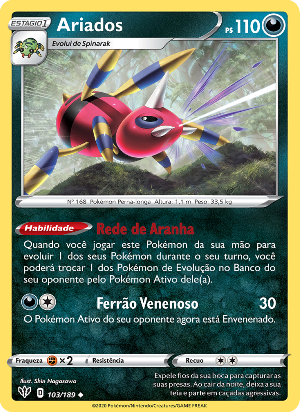 Ariados 103 — Escuridão Incandescente (Portuguese Pokémon TCG card)