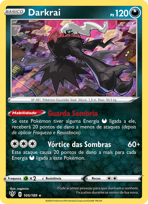 Darkrai 105 — Escuridão Incandescente (Portuguese Pokémon TCG card)