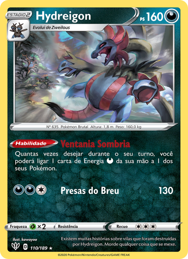 Hydreigon 110 — Escuridão Incandescente (Portuguese Pokémon TCG card)