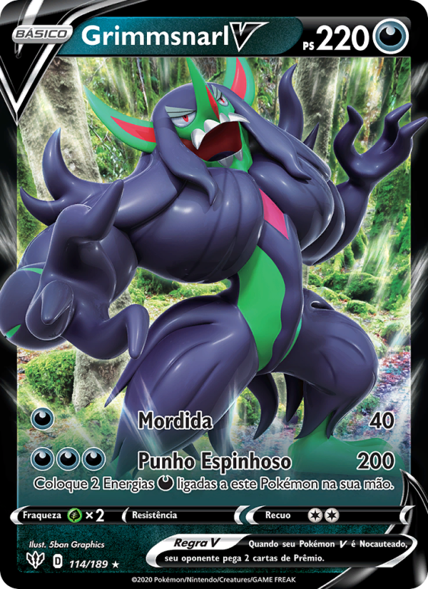 Grimmsnarl V 114 — Escuridão Incandescente (Portuguese Pokémon TCG card)