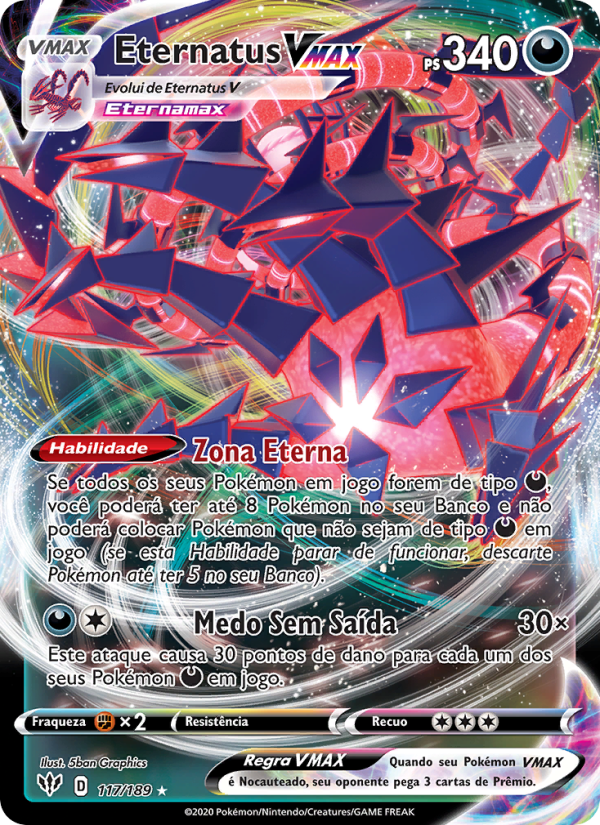 Eternatus VMAX 117 — Escuridão Incandescente (Portuguese Pokémon TCG card)