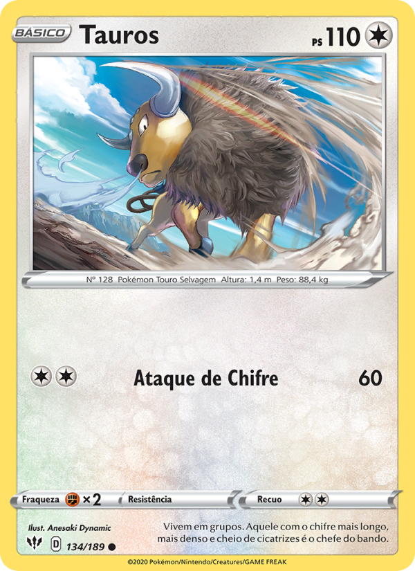 Tauros 134 — Escuridão Incandescente (Portuguese Pokémon TCG card)