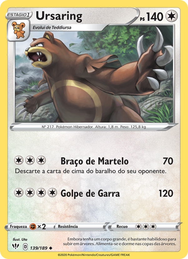 Ursaring 139 — Escuridão Incandescente (Portuguese Pokémon TCG card)