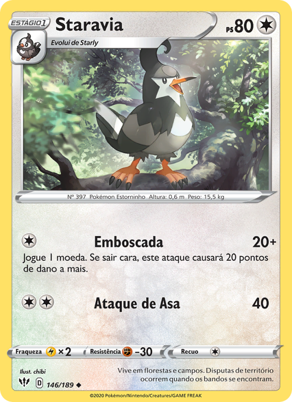 Staravia 146 — Escuridão Incandescente (Portuguese Pokémon TCG card)
