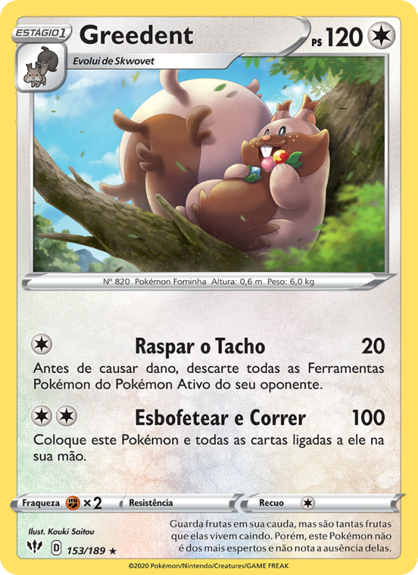 Greedent 153 — Escuridão Incandescente (Portuguese Pokémon TCG card)