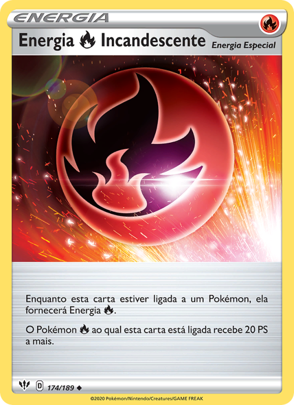 Energia Fire Incandescente 174 — Escuridão Incandescente (Portuguese Pokémon TCG card)