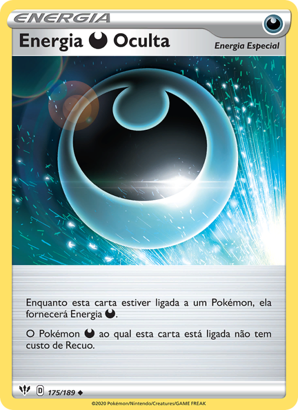 Energia Darkness Oculta 175 — Escuridão Incandescente (Portuguese Pokémon TCG card)