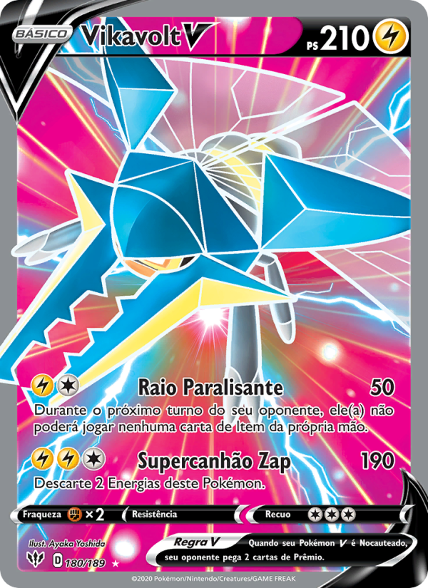 Vikavolt V 180 — Escuridão Incandescente (Portuguese Pokémon TCG card)
