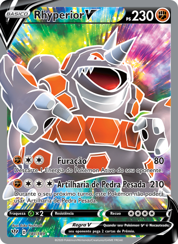 Rhyperior V 181 — Escuridão Incandescente (Portuguese Pokémon TCG card)