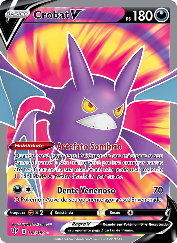 Crobat V 182 — Escuridão Incandescente (Portuguese Pokémon TCG card)