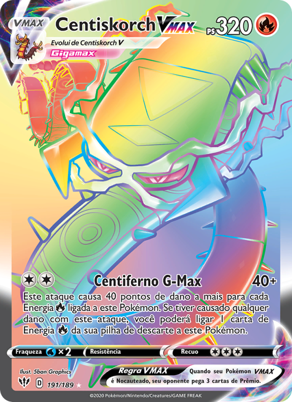 Centiskorch VMAX 191 — Escuridão Incandescente (Portuguese Pokémon TCG card)