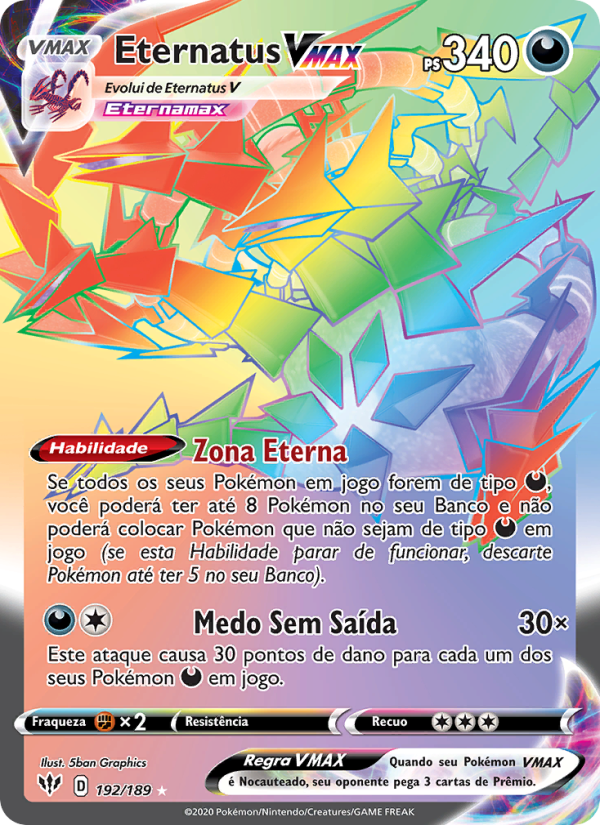 Eternatus VMAX 192 — Escuridão Incandescente (Portuguese Pokémon TCG card)
