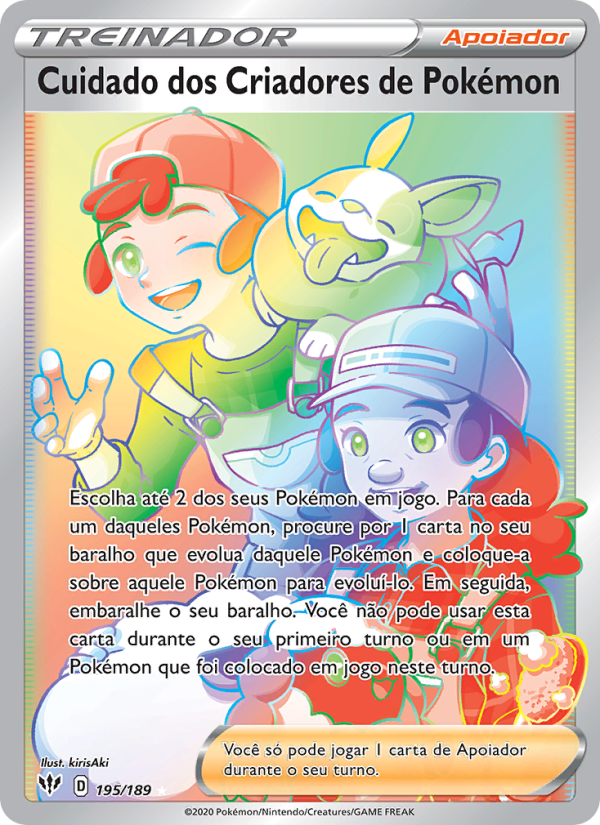 Cuidado dos Criadores de Pokémon 195 — Escuridão Incandescente (Portuguese Pokémon TCG card)