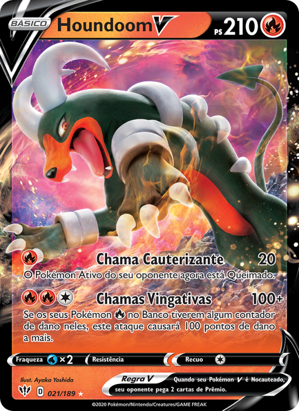 Houndoom V 21 — Escuridão Incandescente (Portuguese Pokémon TCG card)