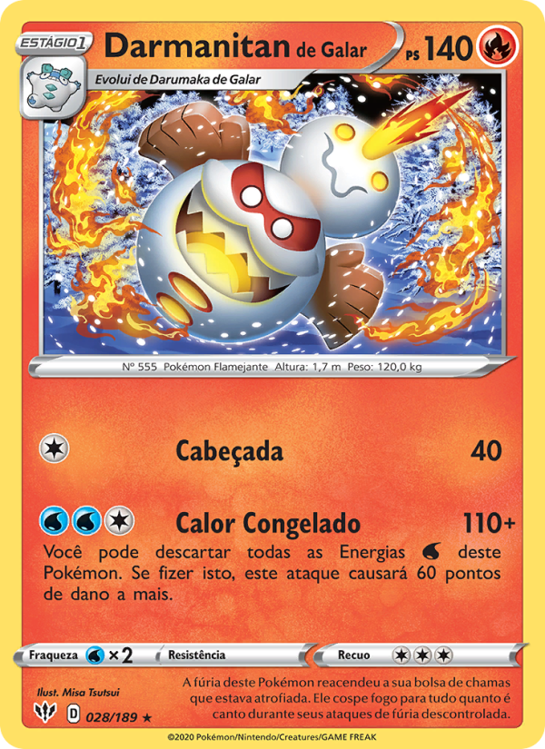 Darmanitan de Galar 28 — Escuridão Incandescente (Portuguese Pokémon TCG card)